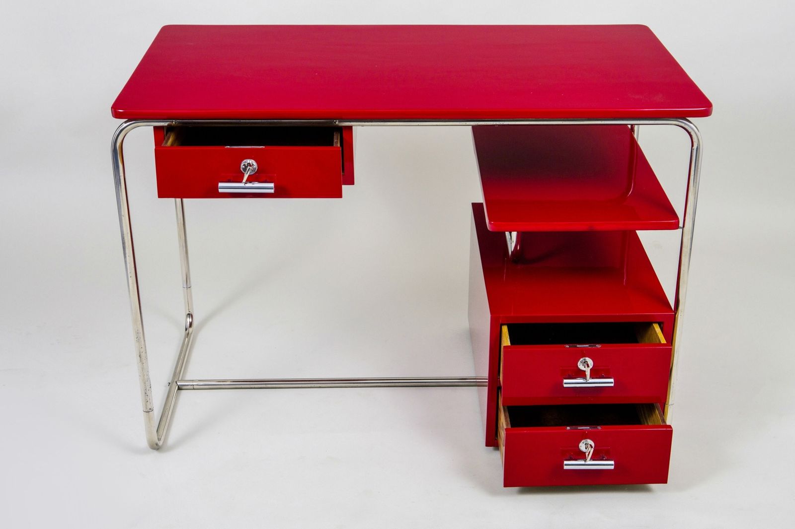 Red Bauhaus Writing Desk Made In 1930s Germany   Restored