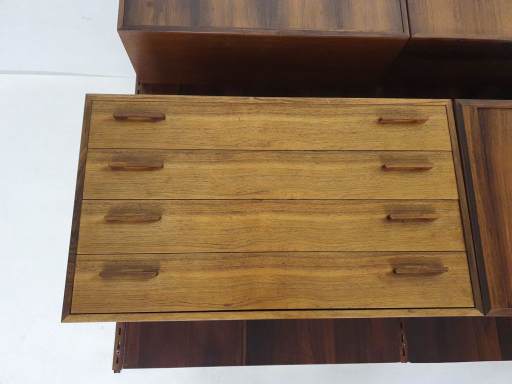 Rosewood Wall Unit By Kai Kristiansen For Feldballes Mobelfabrik, Denmark 1950's photo for sale