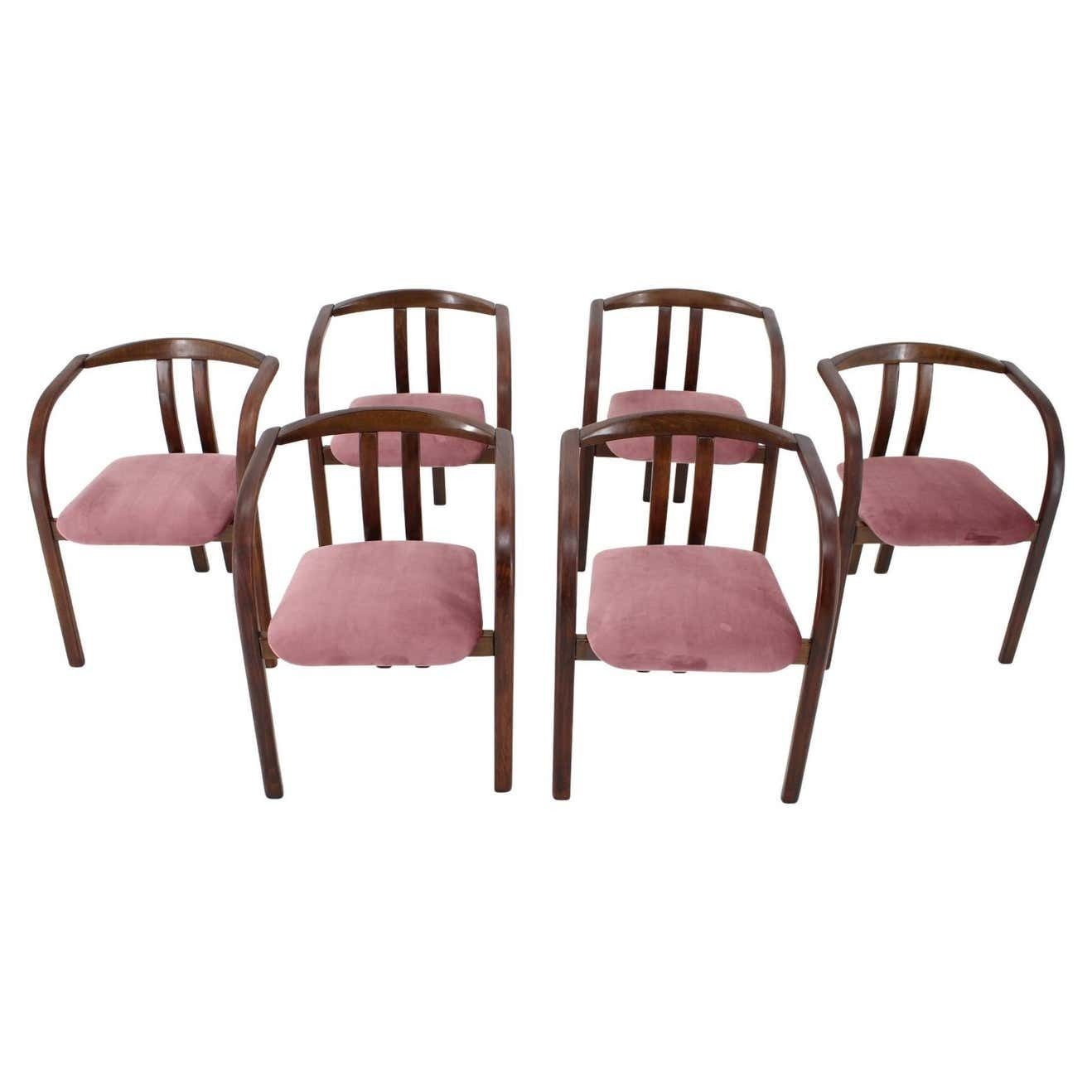 1980s Set Of 6 Rare Dining/Side Chairs By Ton