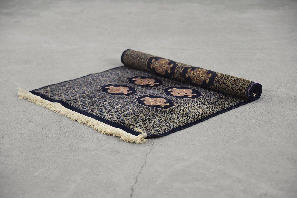 Pakistani Hand Woven Blue Bukhara Rug From Ikea, 1960s photo Textiles