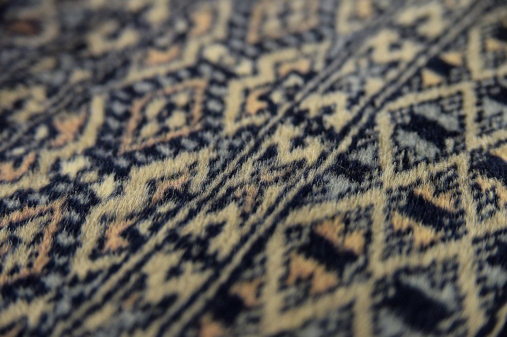 Pakistani Hand Woven Blue Bukhara Rug From Ikea, 1960s photo buy