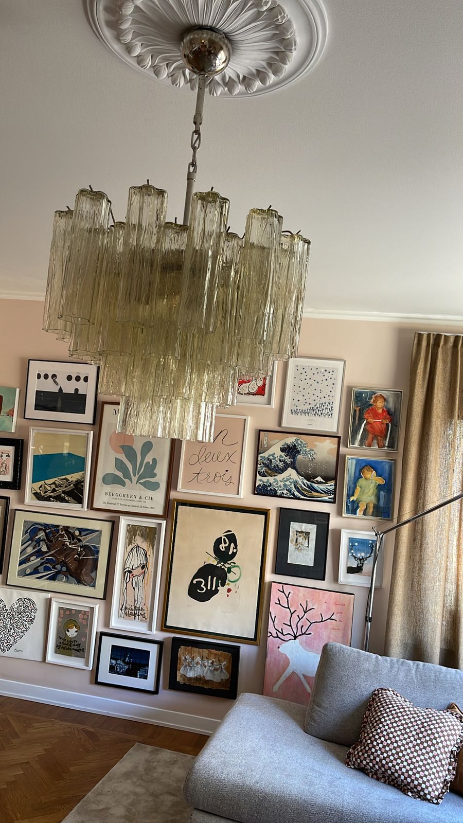 Honey Colored Murano Chandelier 'Tubular'. Medium Size. photo furniture