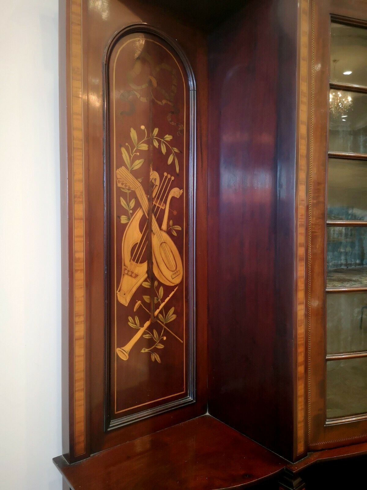 photo for sale Large Victorian Mahogany And Marquetry Display Cabinet