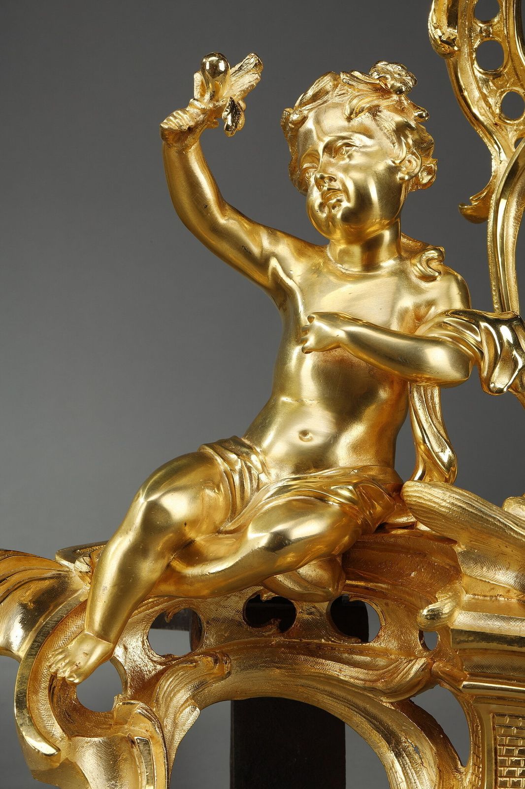 Home Decor Pair Of Gilt Andirons In The Louis XV Style Bronze photo