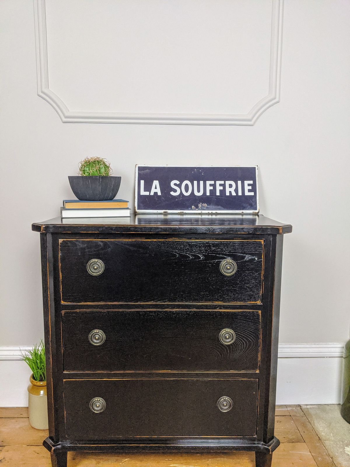 La Souffrie "The Suffering" Enamel Vintage Sign photo for sale
