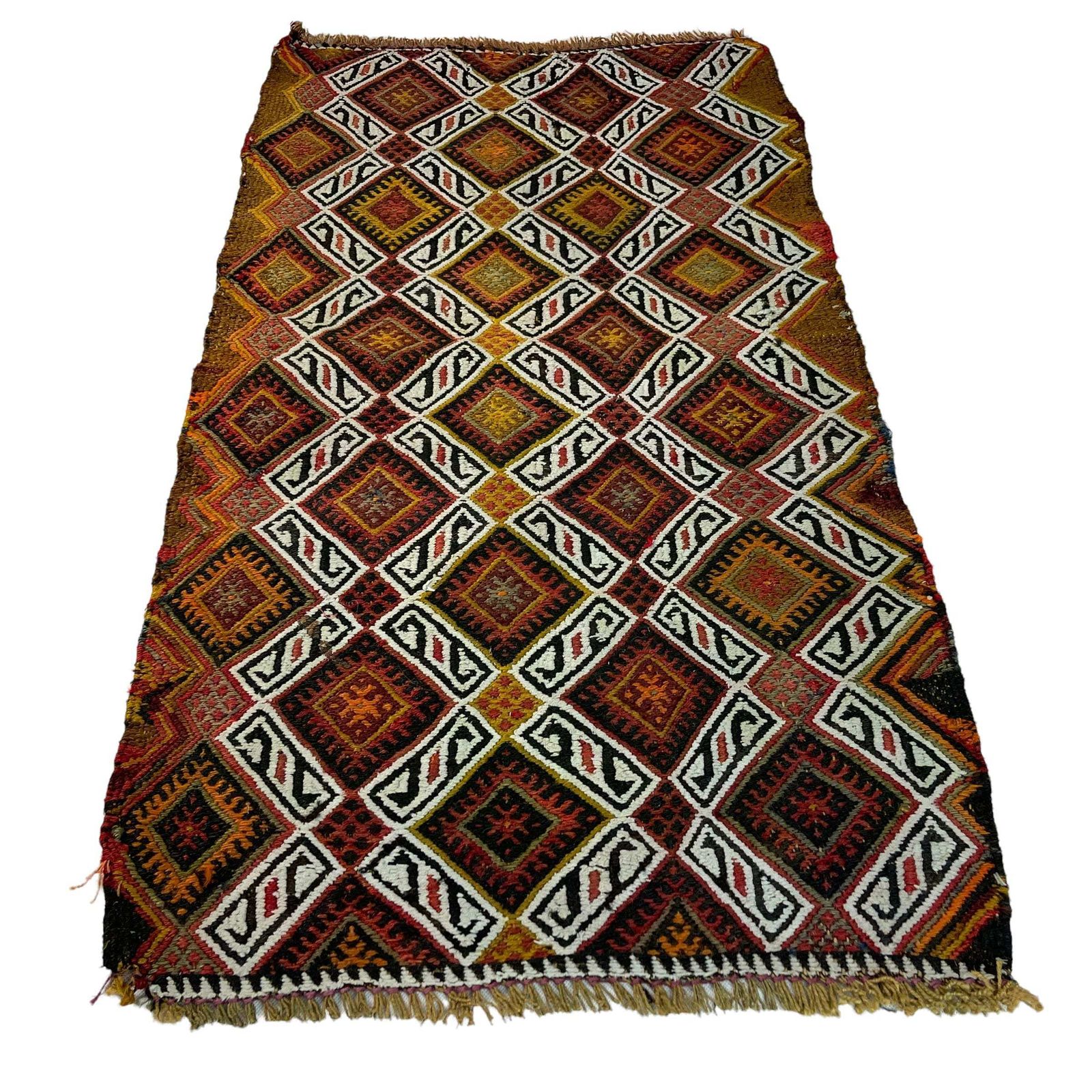Traditioneel Turks Mini Kilimkleed, Vintage Anatolisch Turks Kilimkleed, 90 X 52 Cm
