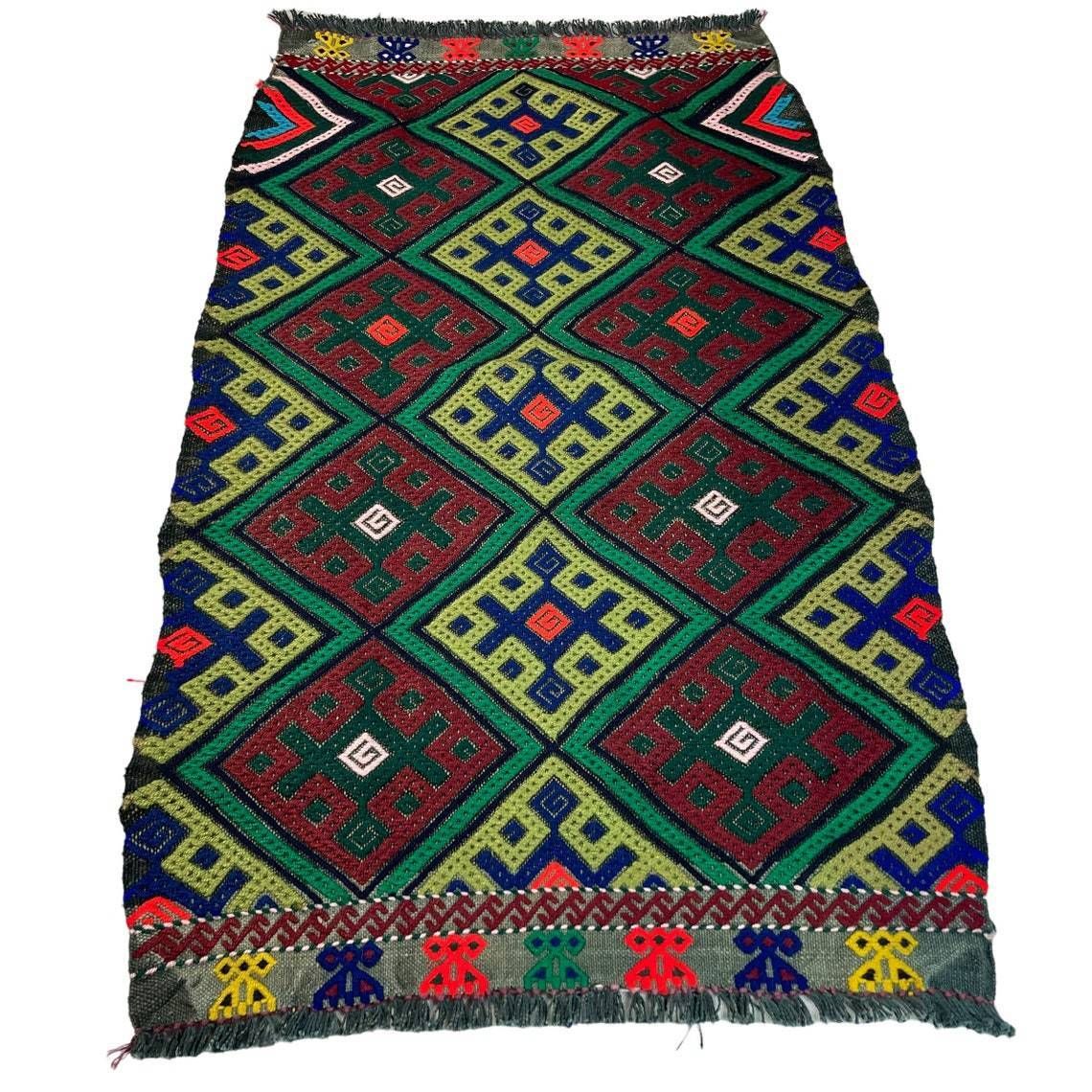 Traditioneel Turks Mini Kilimkleed, Vintage Anatolisch Turks Kilimkleed photo vinterior