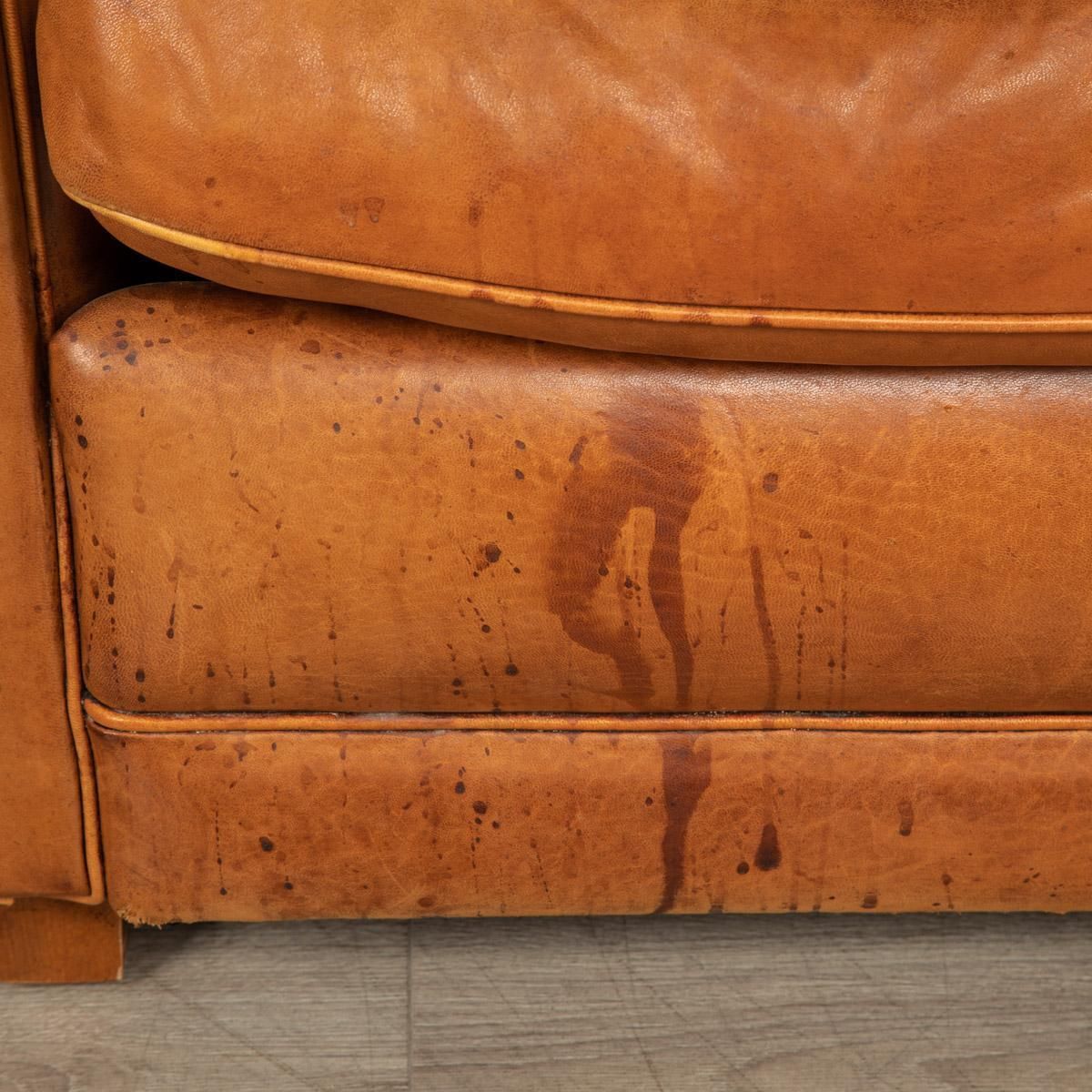 20th Century France Two Seater Tan Sheepskin Leather Sofa photo 2156.0