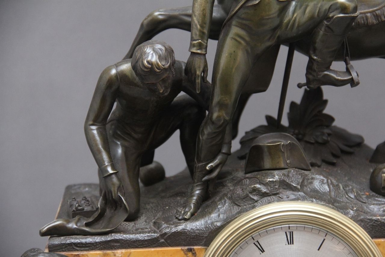Fabulous Quality Early 19th Century Marble And Bronze Mantle Clock photo vintage