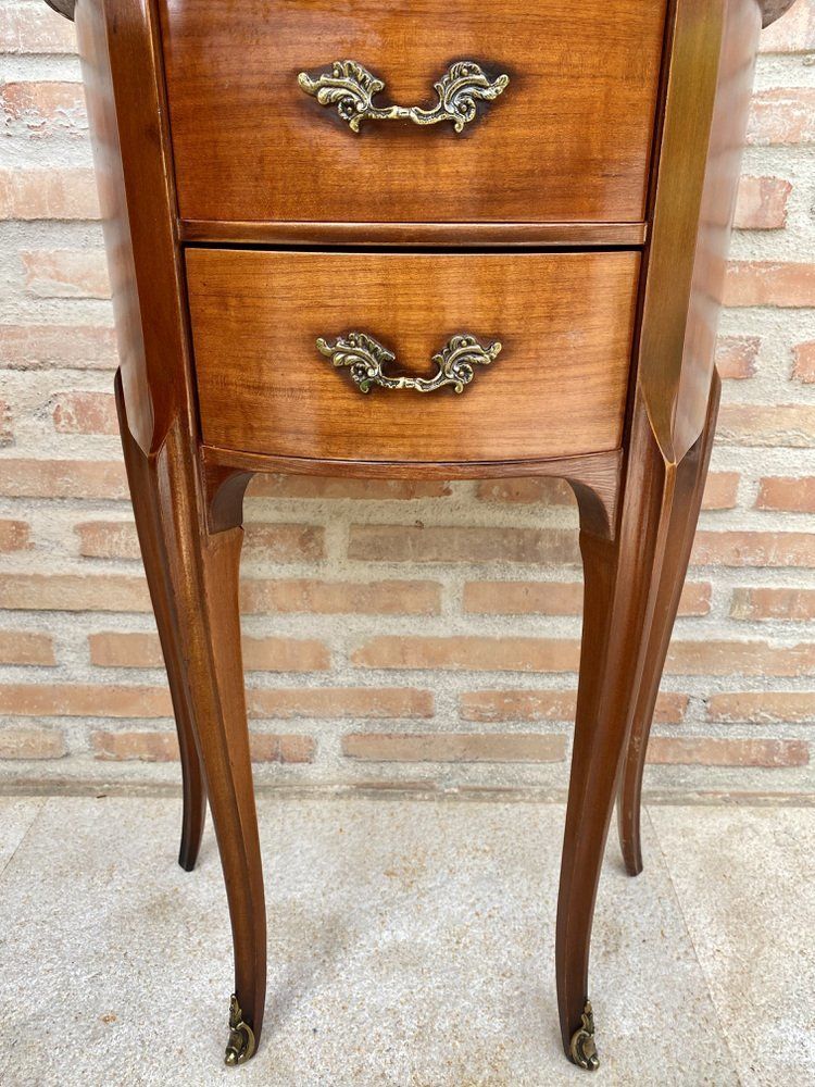 French Walnut Demilune Bedside Tables Or Nightstands With 2 Drawers, Set Of 2 photo Furniture