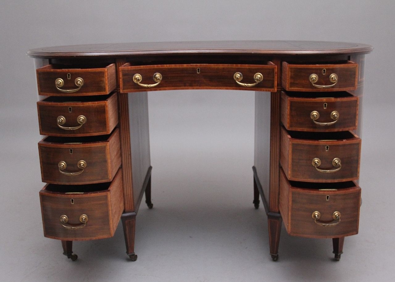 19th Century Inlaid Mahogany Kidney Shaped Desk photo furniture