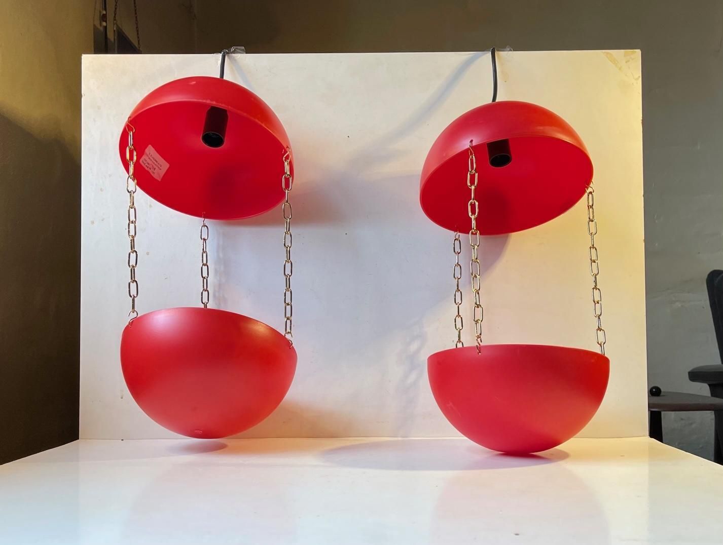 Red Swag Hanging Flower Pot Pendant Lamps By E. S. Horn, 1970s photo furniture