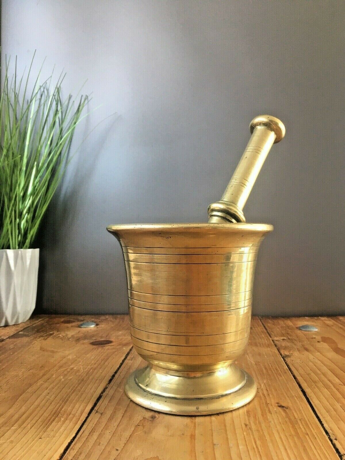 5kg Antique 19th C French Apothecary Brass Bronze Pestle & Mortar Kitchenalia photo furniture