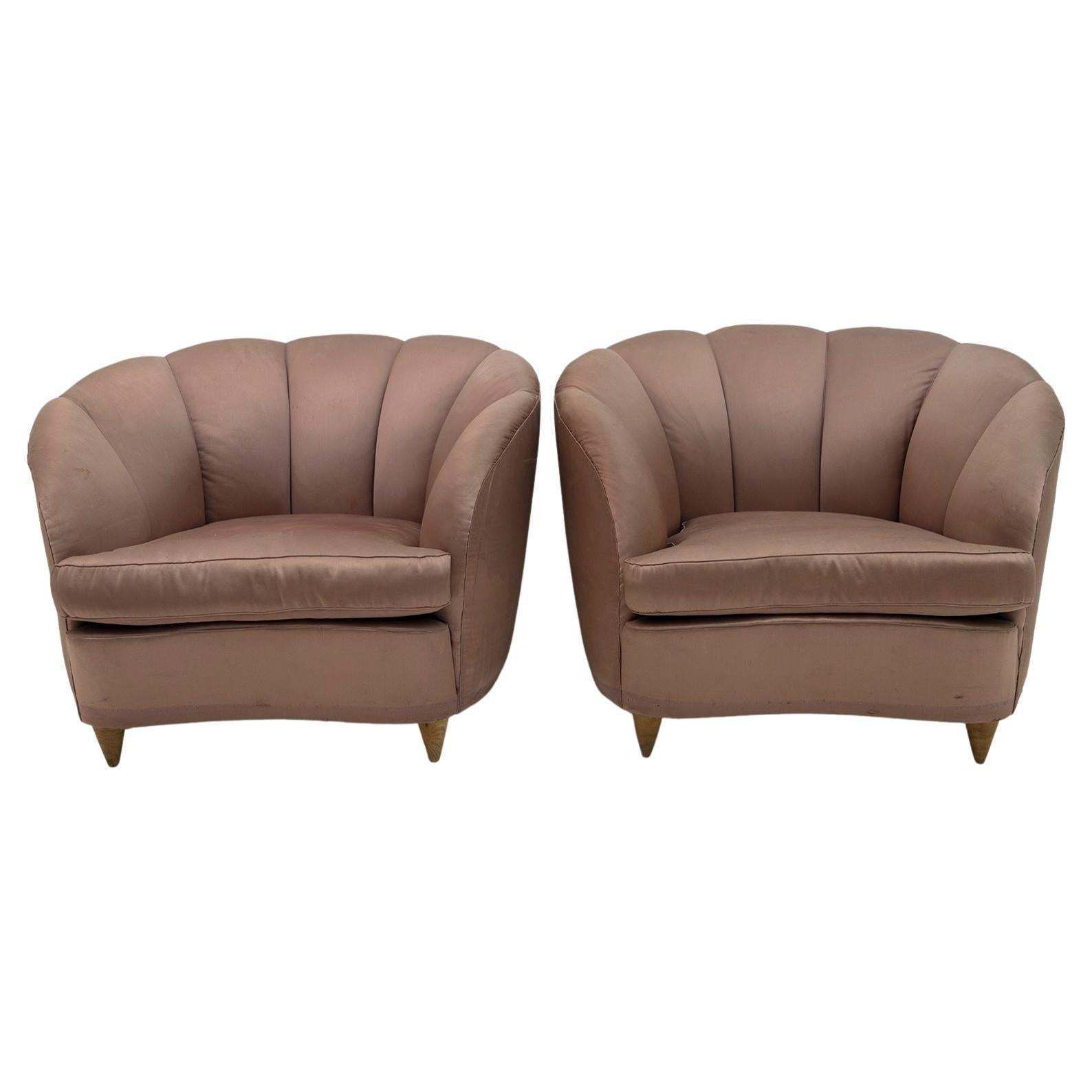 Gio Ponti Midcentury Rare Italian Curved Armchairs "Casa E Giardino" 1936, Pair