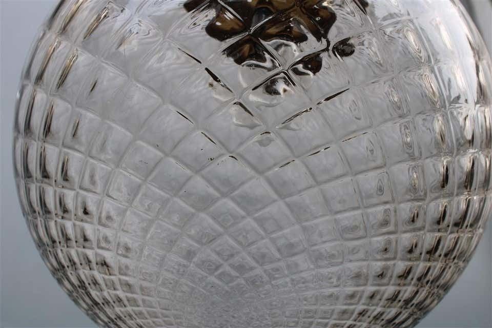 Chandelier Ball Murano Glass Venini Italian Design Brass Chain Gold 1960s photo vinterior