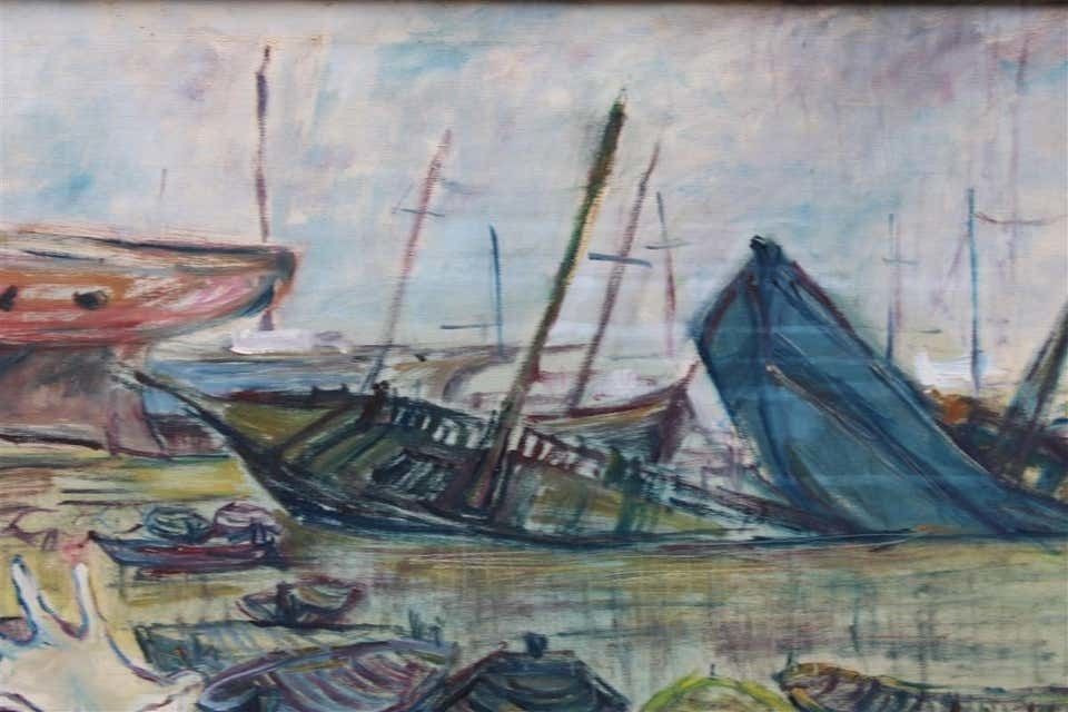 Oil Painting Rainer Kriester 1960 With Children Cala Di Palermo Very Rare Work photo 8893.0