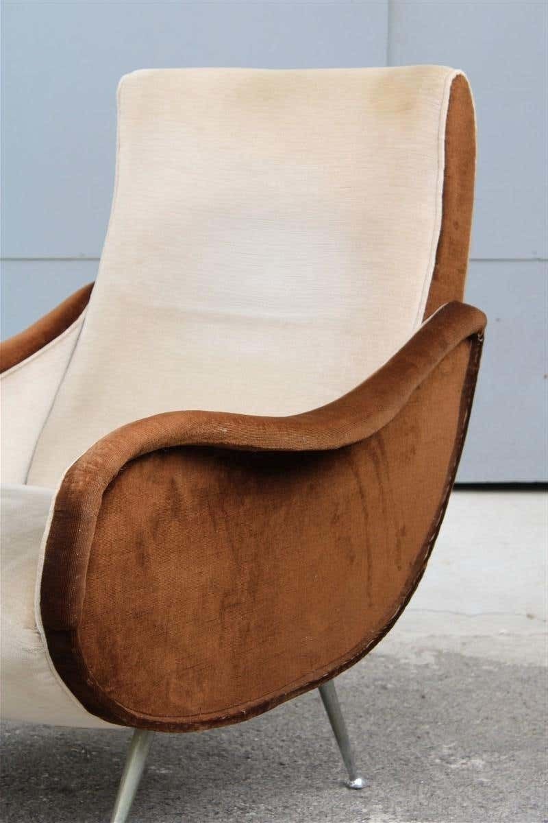 Mid Century Velvet Armchair Zanuso Style Italian Design, 1950s photo Furniture