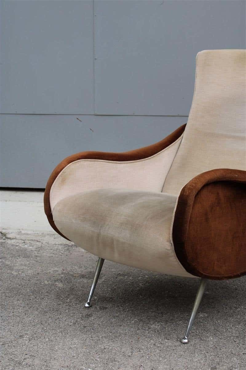 Mid Century Velvet Armchair Zanuso Style Italian Design, 1950s photo buy