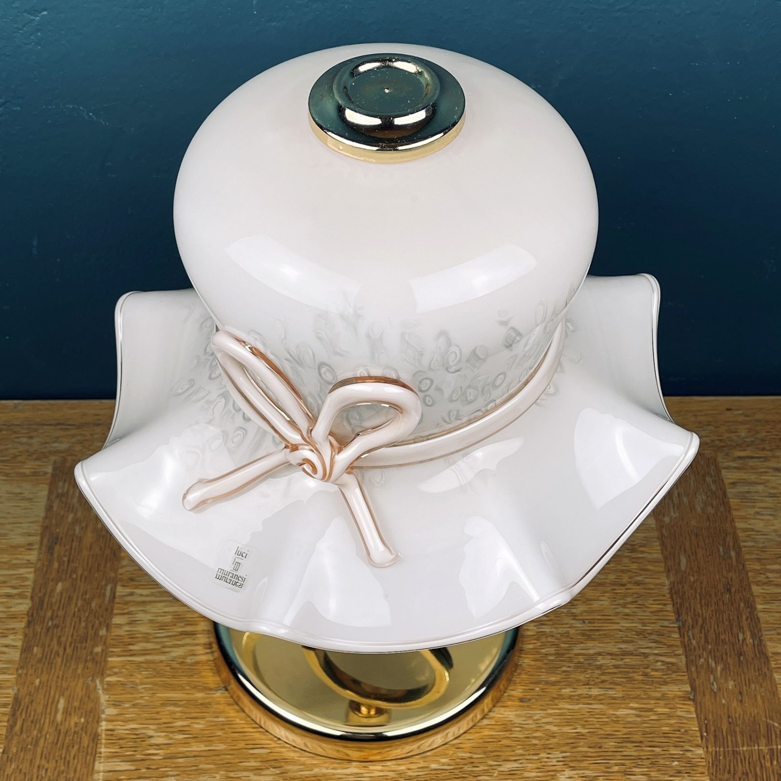 Pink Murano Table Lamp Italy 1980s Woman's Hat Murano Lamp photo for sale