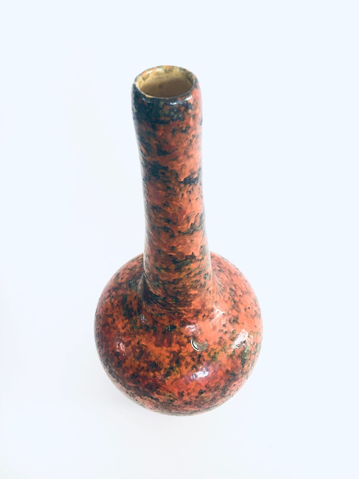 Midcentury Art Studio Pottery Tall Fluted Hooped Vase Hungary 1960's photo buy