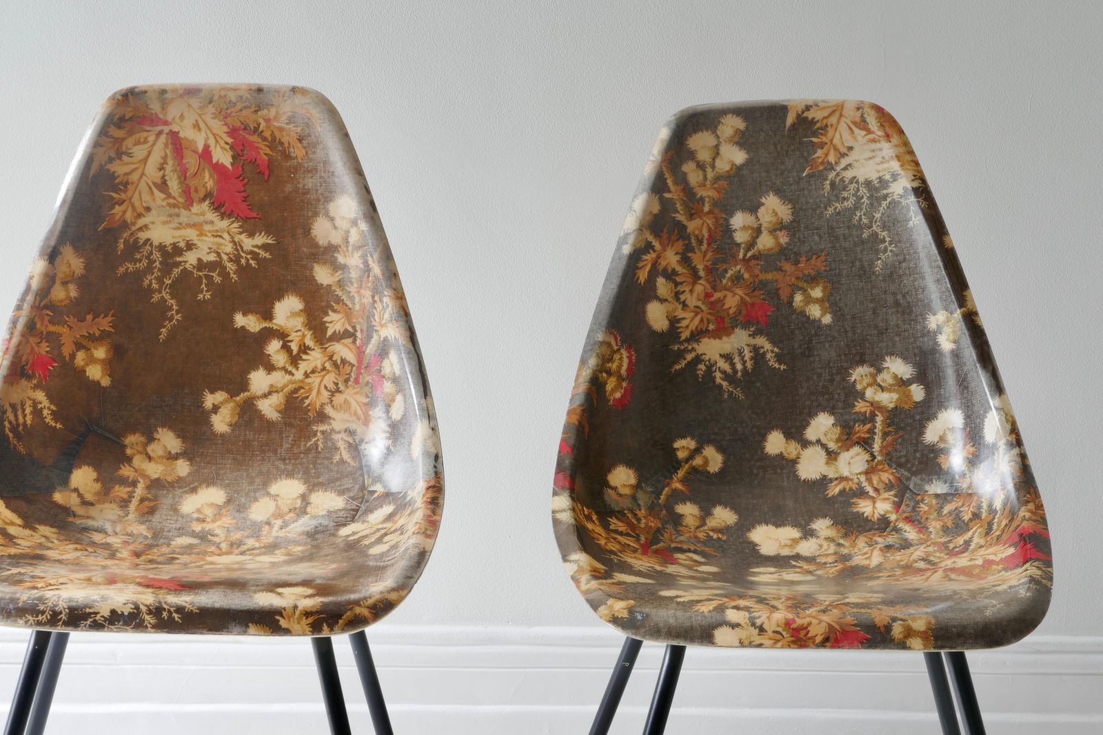 Pair Of Fibreglass Side Chairs By Rene Jean Caillette, France 1950s photo vintage
