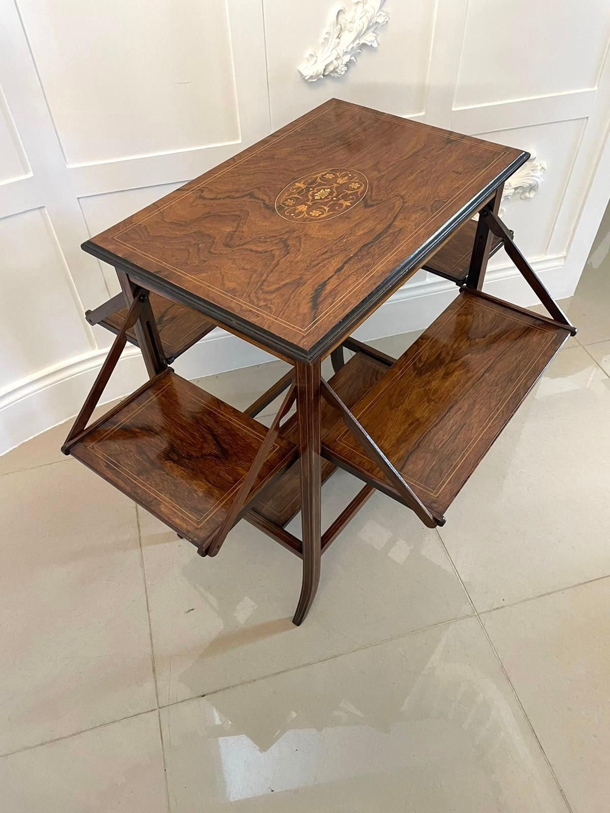 Unusual Antique Edwardian Quality Rosewood Inlaid Centre Table