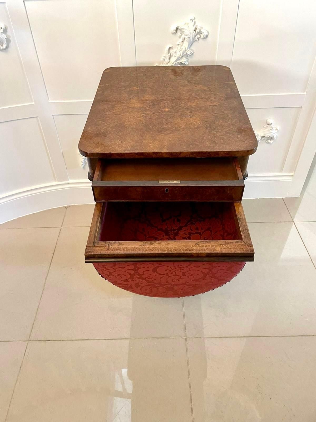 2745.0 Fine Quality Antique Victorian Burr Walnut Freestanding Sewing Table photo