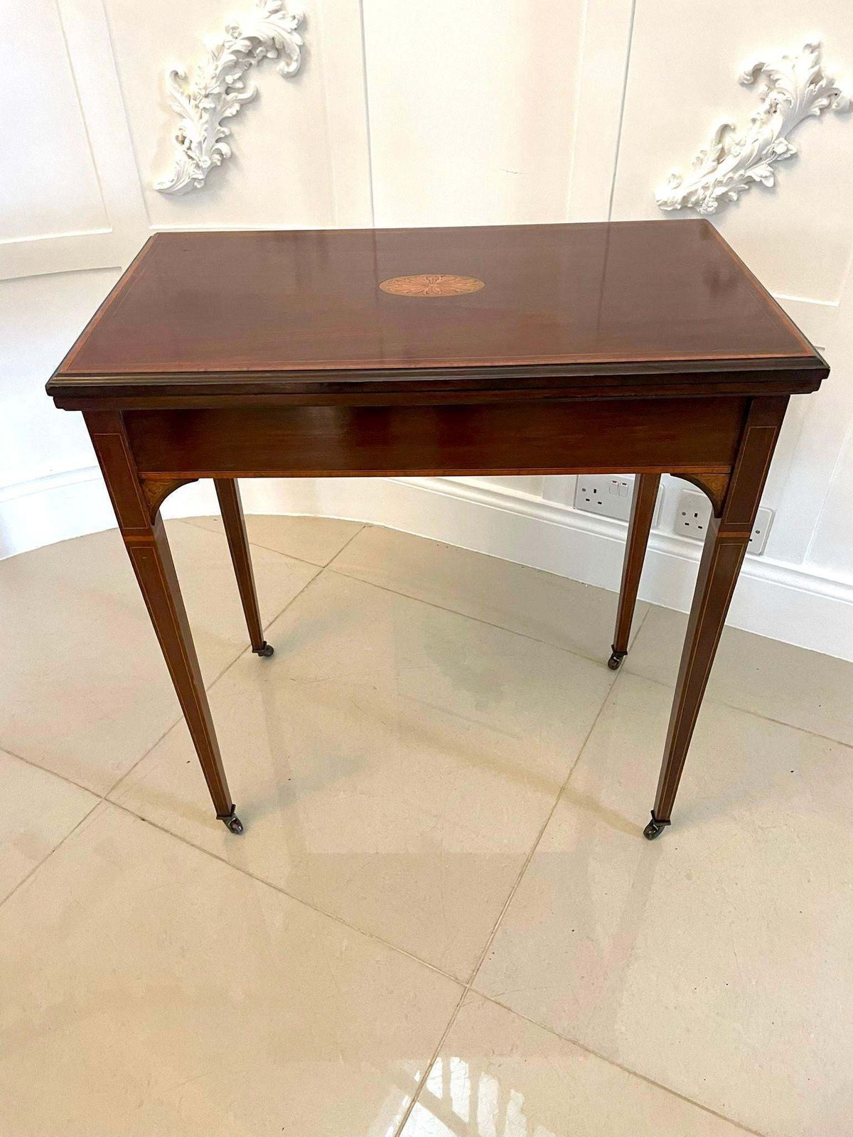 Antique Edwardian Quality Mahogany Inlaid Games Table photo Furniture