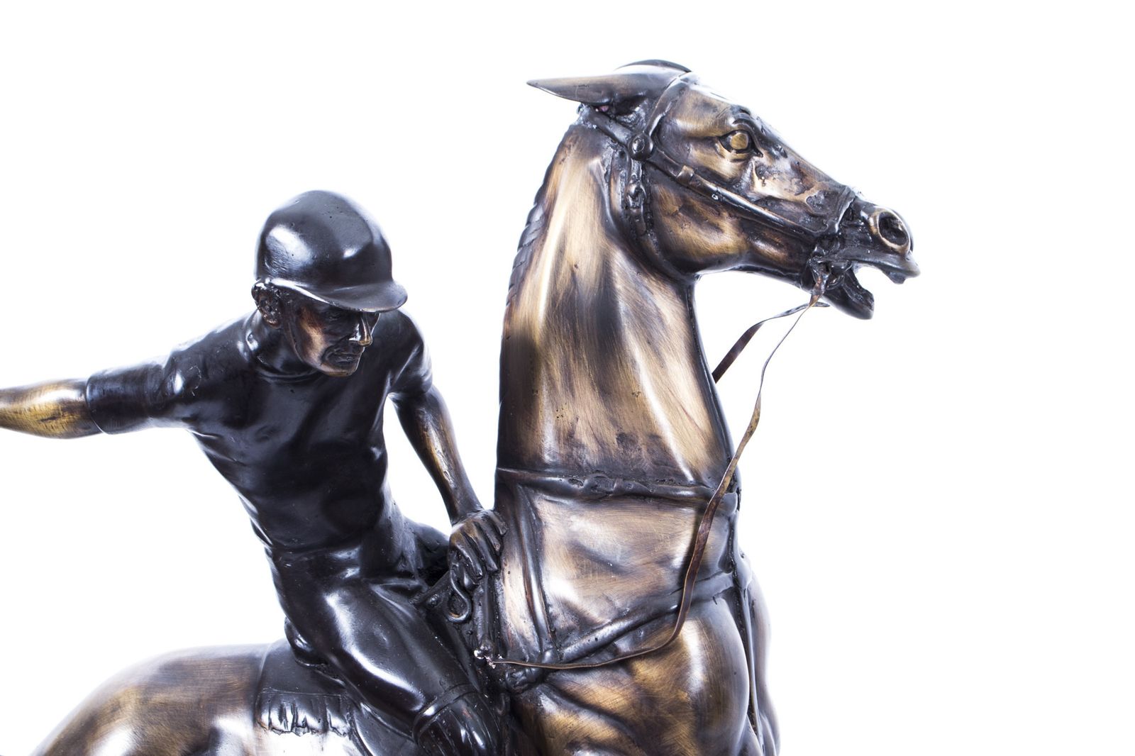 Vintage Bronze Polo Player Galloping Horse Sculpture  20th Century photo Art