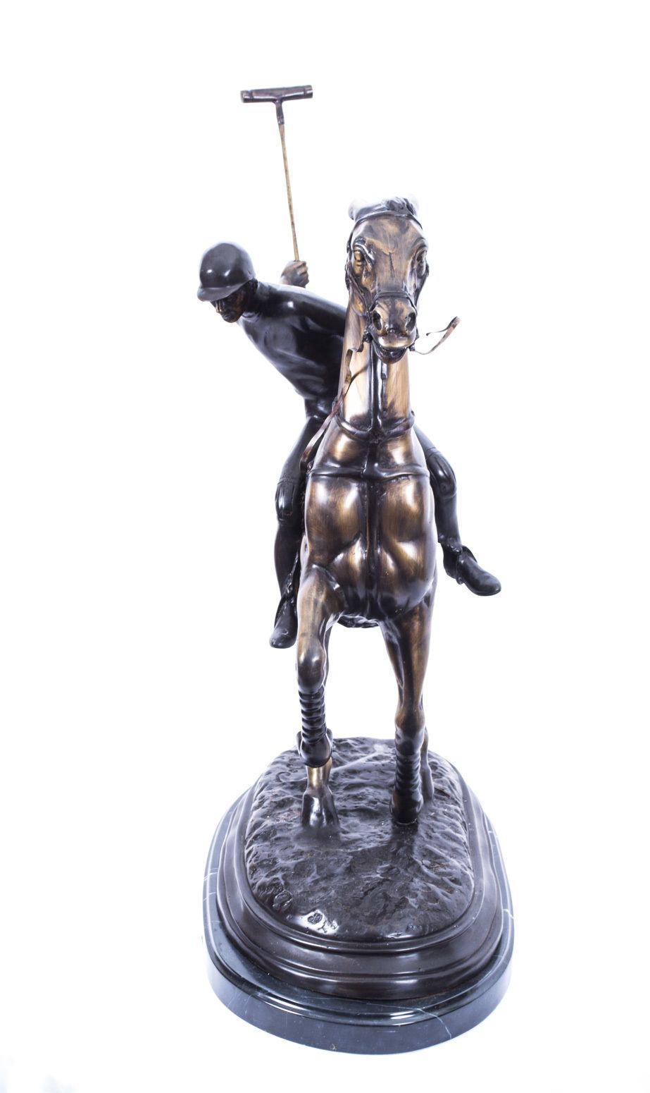 Vintage Bronze Polo Player Galloping Horse Sculpture  20th Century photo 1225.0