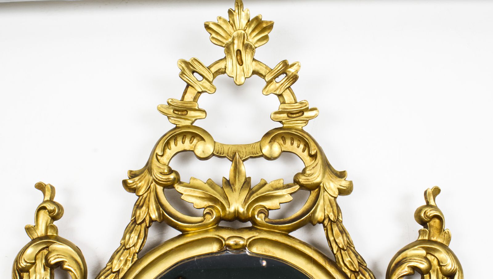 Antique Pair Florentine Rococo Giltwood Mirrors 19th Century  102x63cm photo vintage