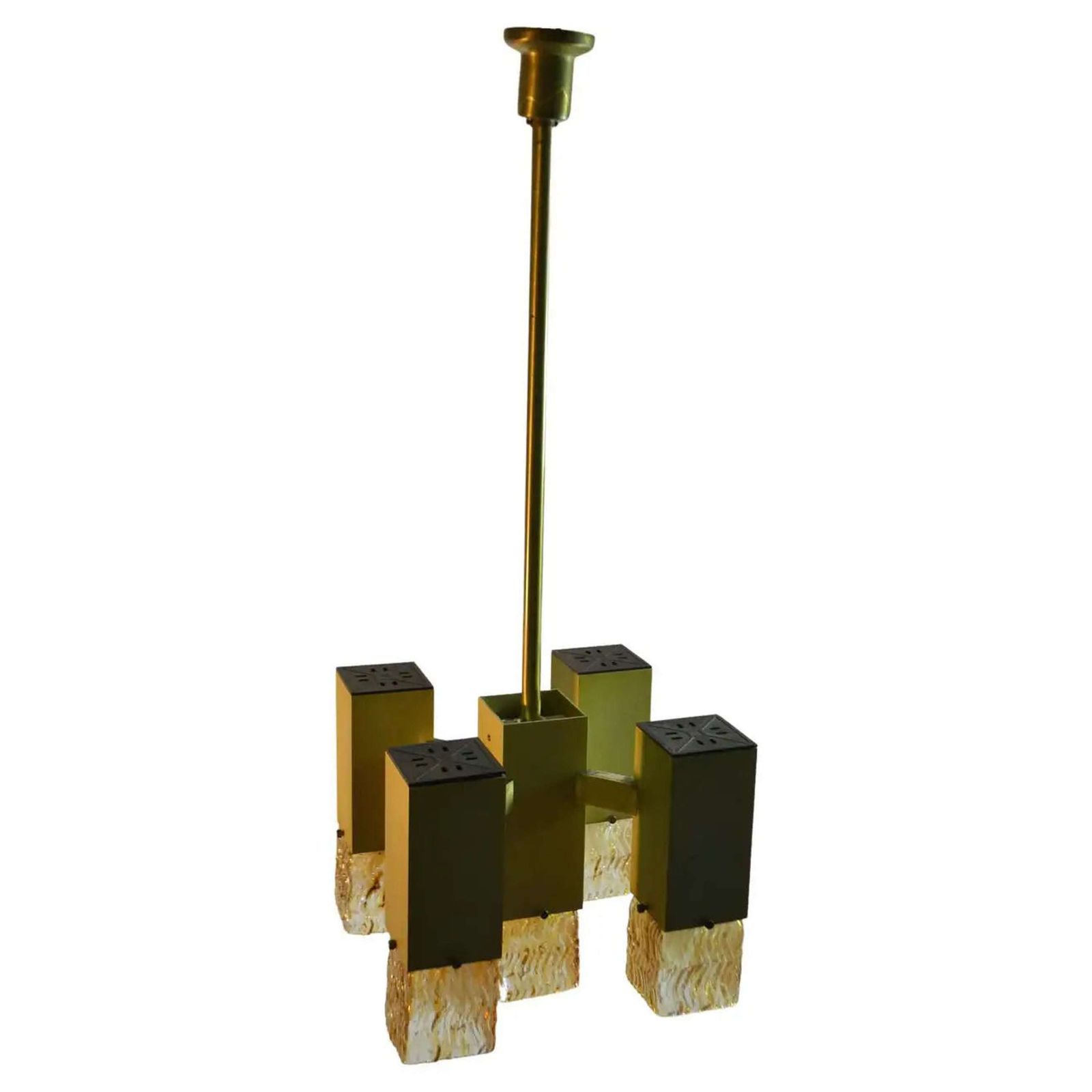 Cubic Sciolari Chandelier In Amber Glass And Metal