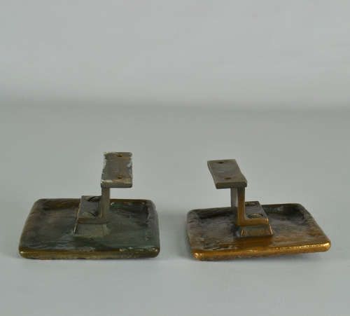 Pair Of Square Bronze Push Pull Door Handles With Tree Relief photo buy