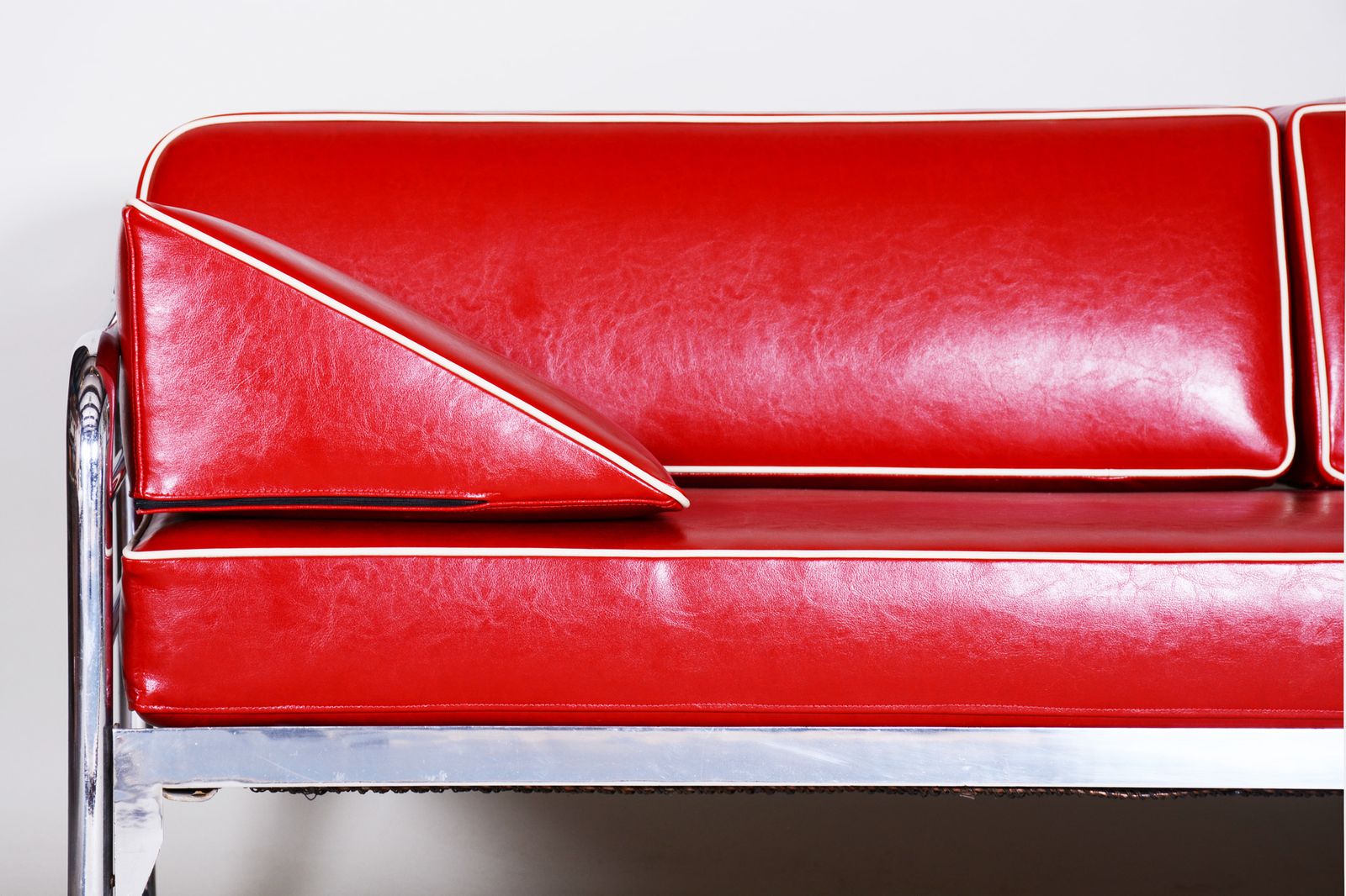 photo furniture Red Leather Sofa Made In 1930s Czechia By Hynekk Gottwald   Fully Restored
