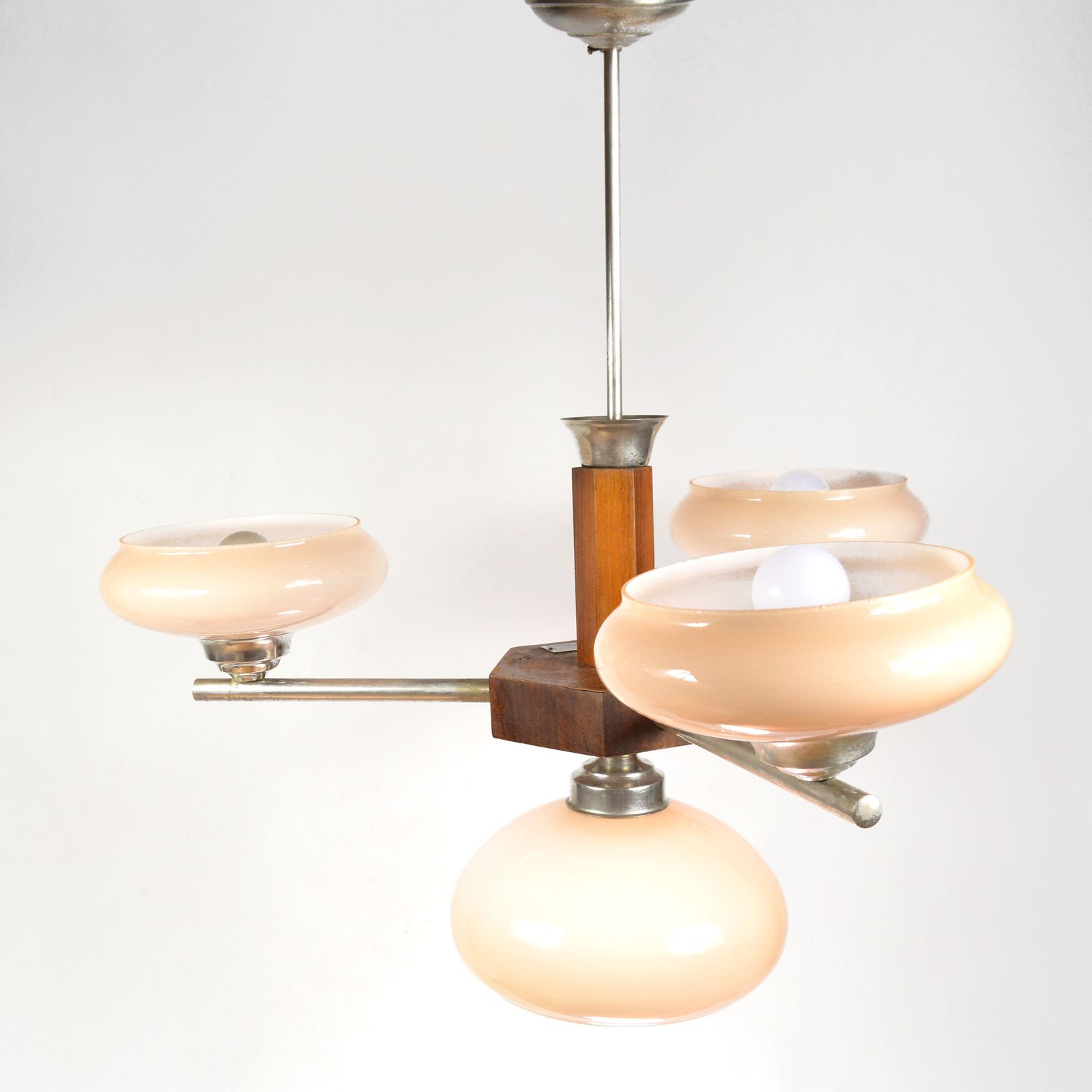 1950s Art Deco Chandelier Spółdzielnia Pracy Metal Kraków, Poland photo Lighting