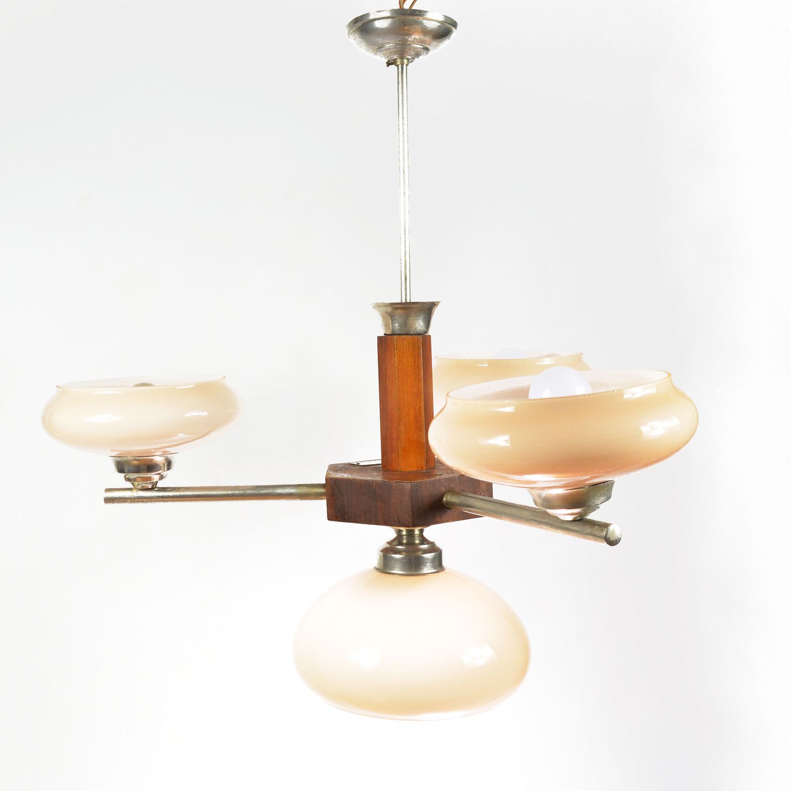 1950s Art Deco Chandelier Spółdzielnia Pracy Metal Kraków, Poland photo vinterior