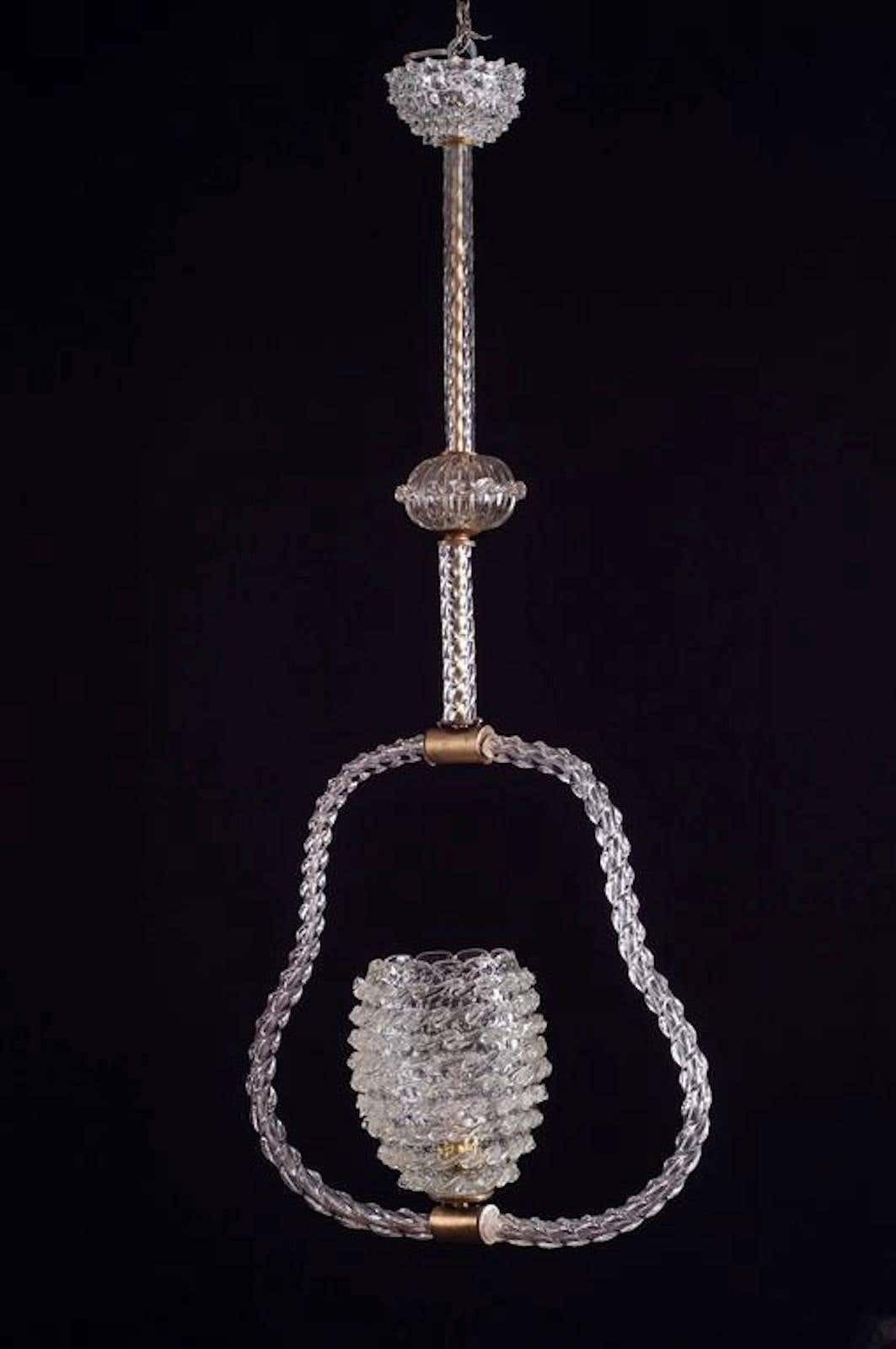 photo furniture Charming Art Deco Pendant Chandelier By Ercole Barovier, 1940s