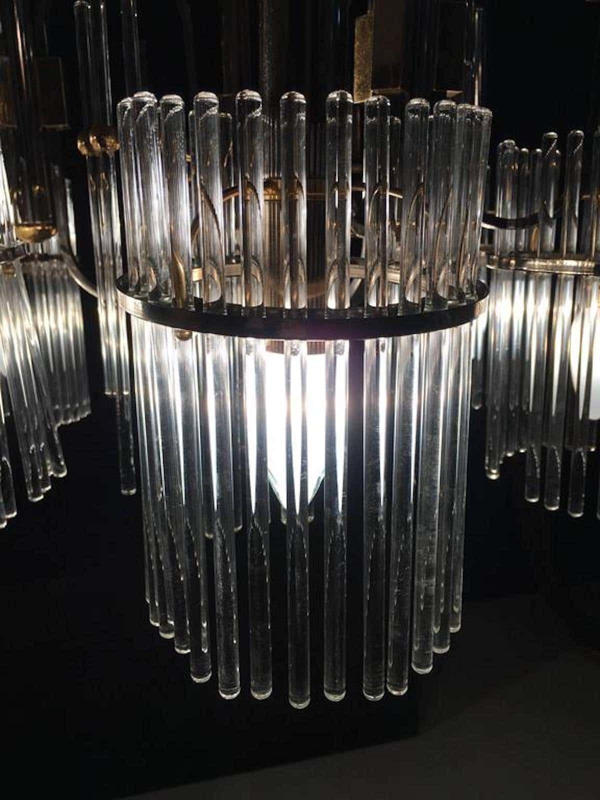 Luxurious Crystal And Brass Chandelier By Gaetano Sciolari, 1970s photo for sale