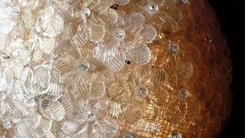 Ceiling Flower Lamp By Barovier & Toso, Murano, 1980s photo furniture
