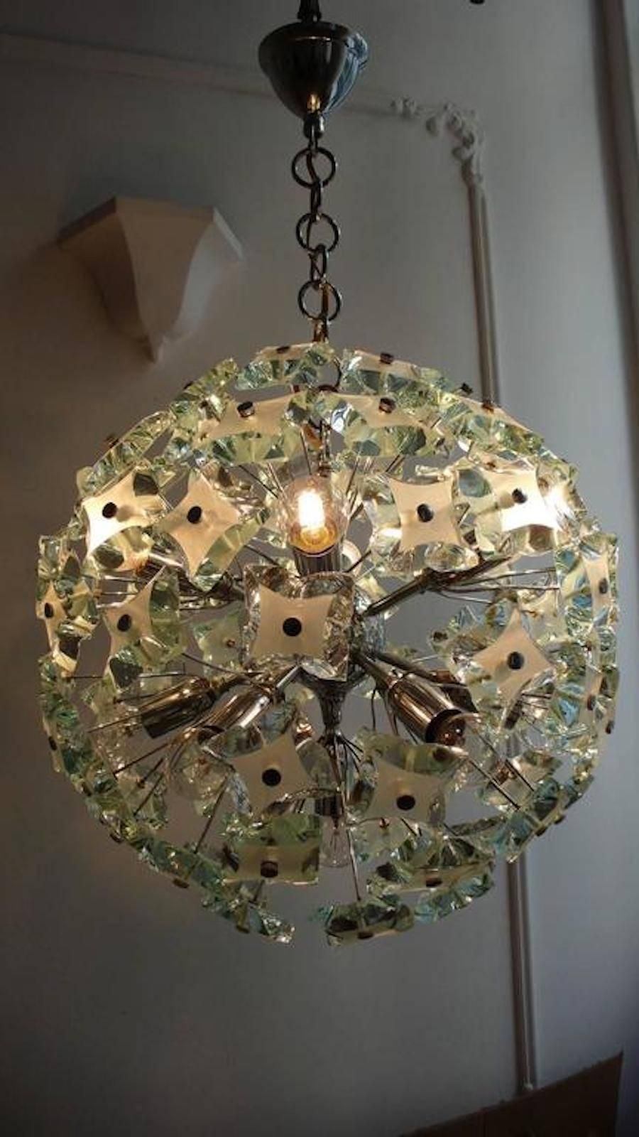 photo for sale Cut Glass Sputnik In Fontana Arte Style, 1960s
