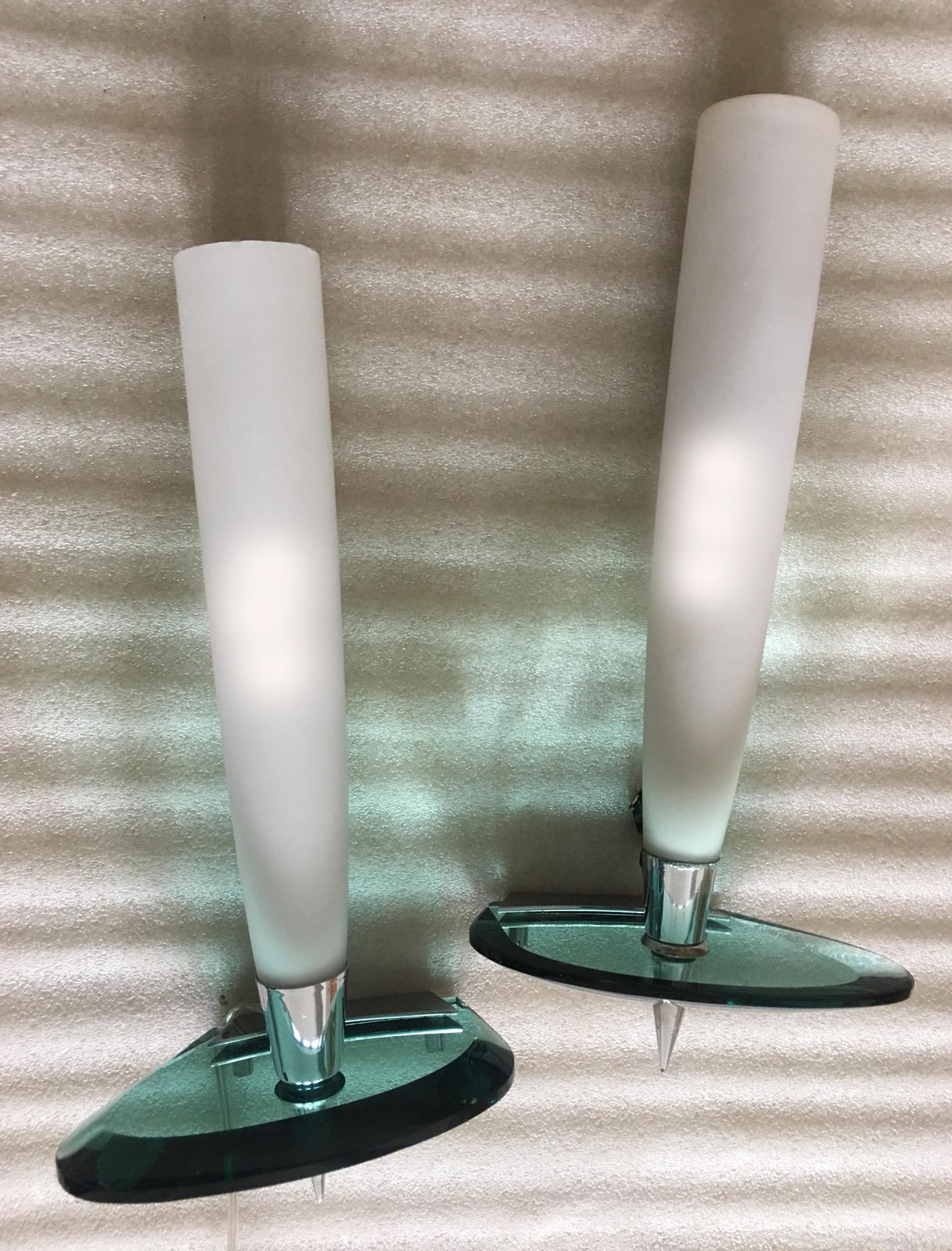 Pair Of Sconces In The Style Of Fontana Arte Italy 1970 photo vinterior
