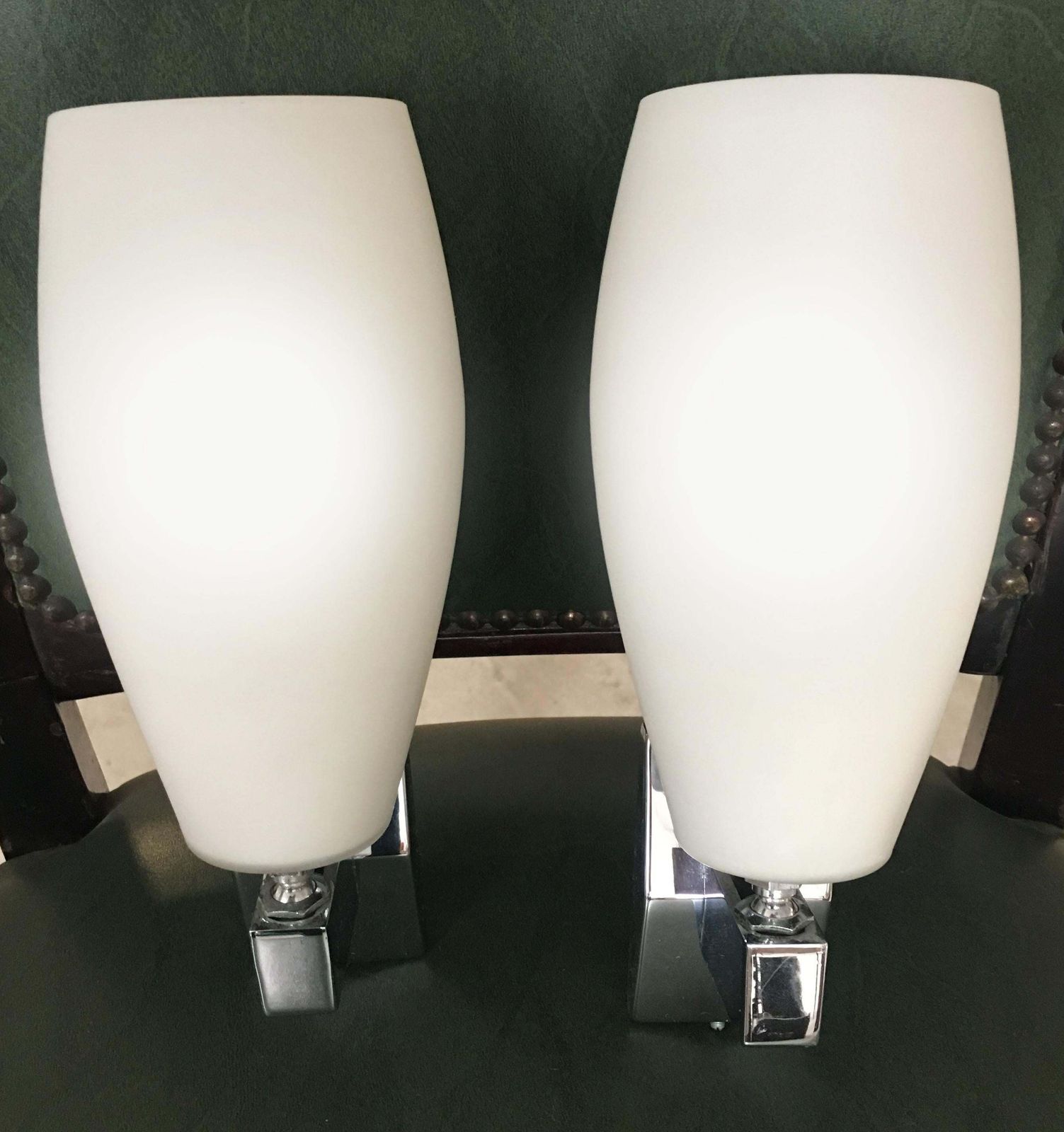 Pair Of Sconces In The Style Of Fontana Arte Italy 1970 photo for sale