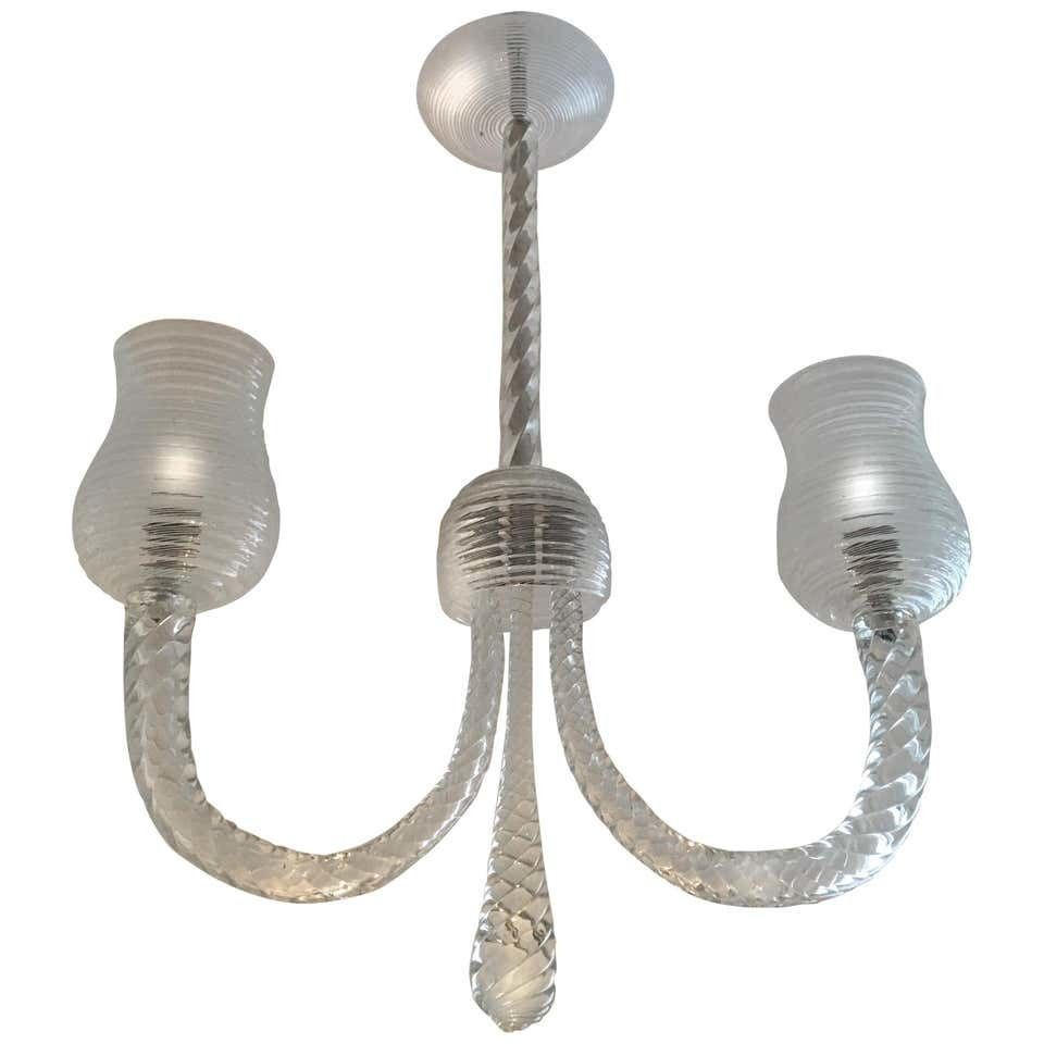 Art Deco Reticello Chandelier By Ercole Barovier, Murano, 1940s