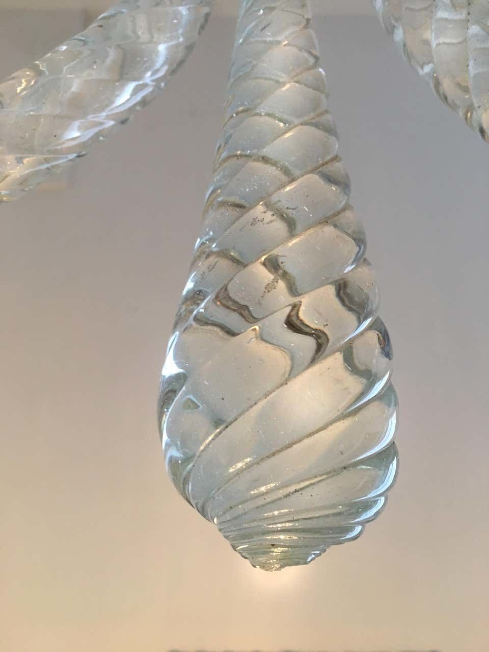 Art Deco Reticello Chandelier By Ercole Barovier, Murano, 1940s photo vinterior