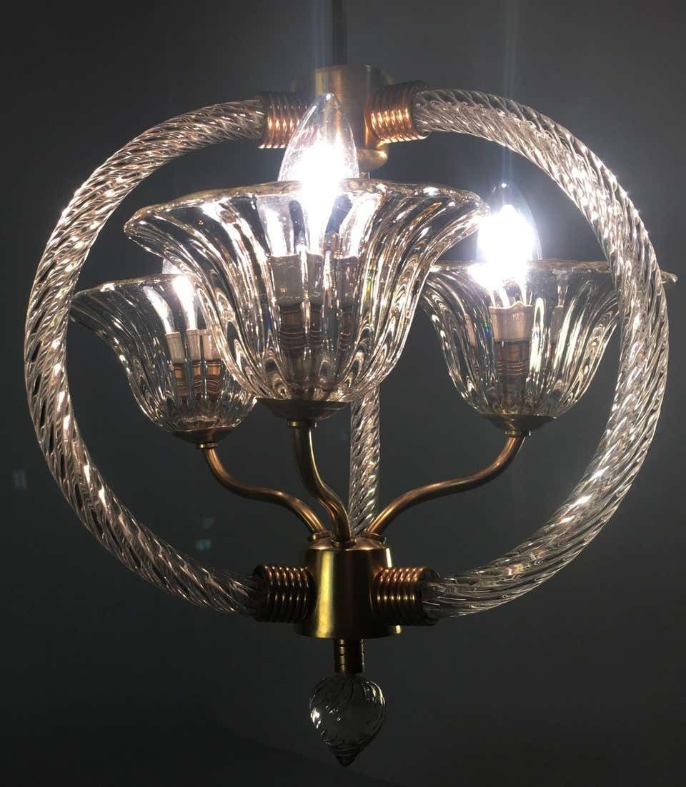 Charming Italian Chandelier By Barovier & Toso, Murano, 1940 photo Lighting