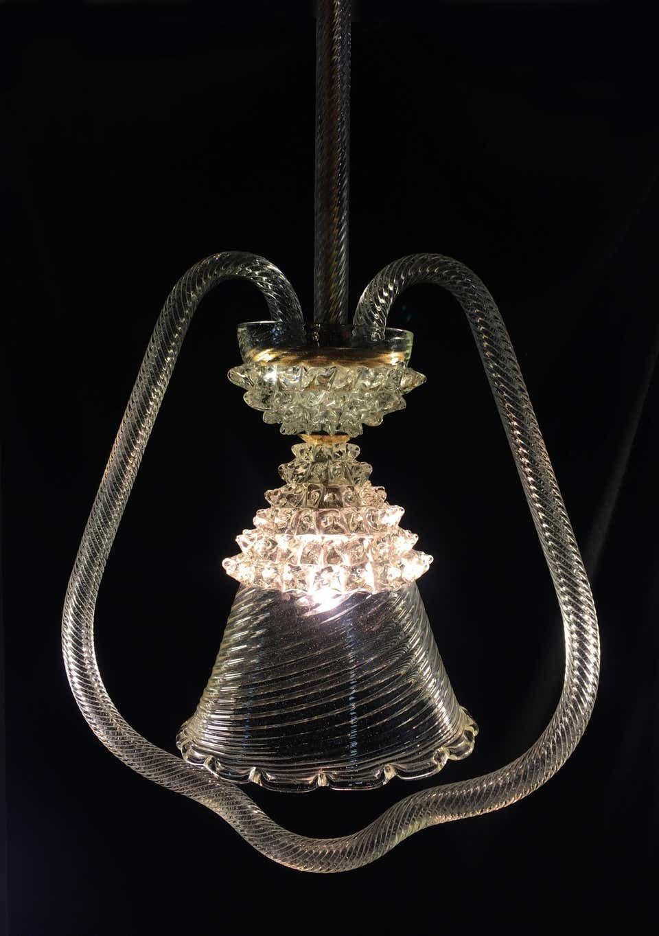 photo vintage Italian Chandelier By Barovier & Toso, Murano, 1950