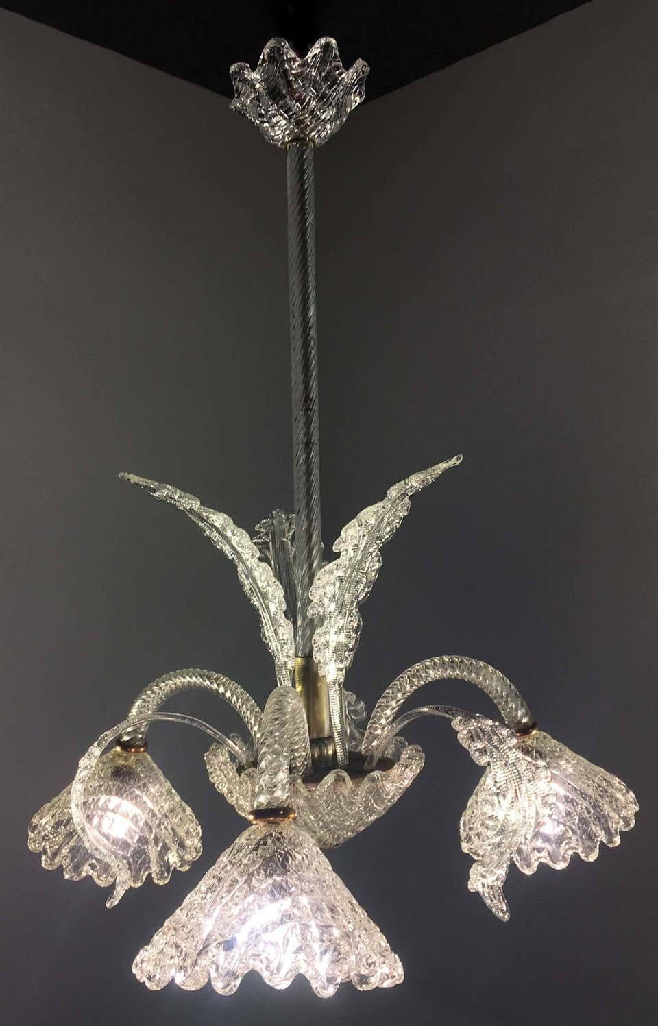 Italian Chandelier By Ercole Barovier, Murano, 1940 photo vintage