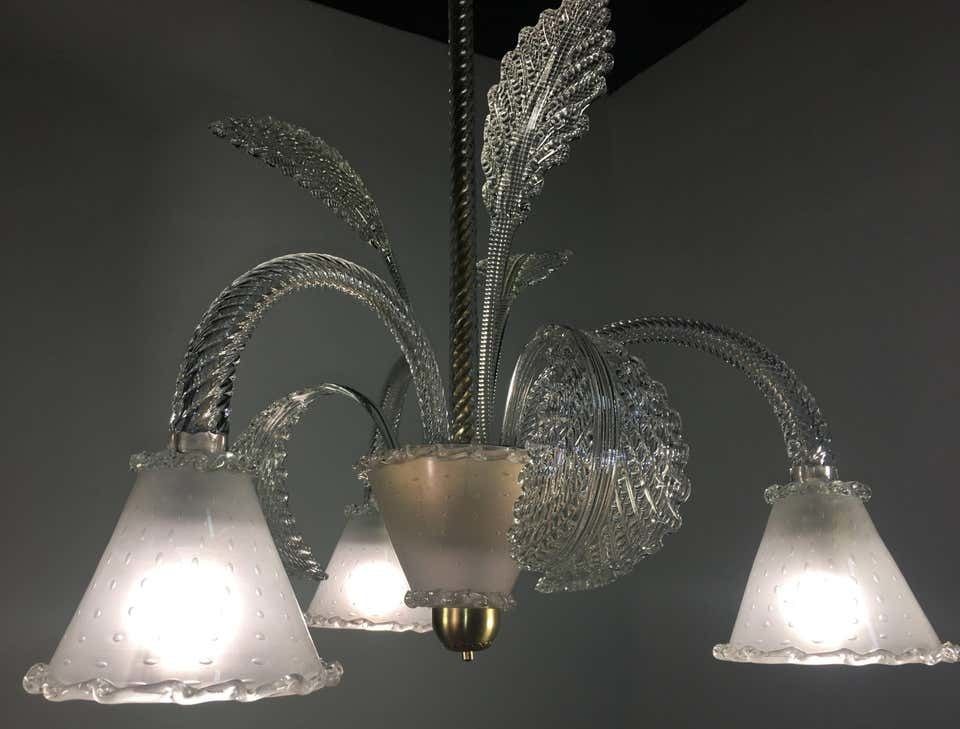 photo vintage Chandelier By Barovier & Toso, Murano, 1940s