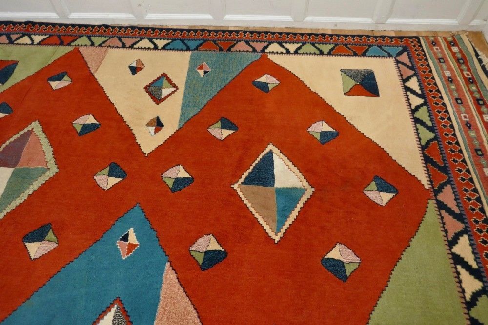 One Of A Kind Vintage Multi Coloured Retro Cubist Carpet photo 510.0