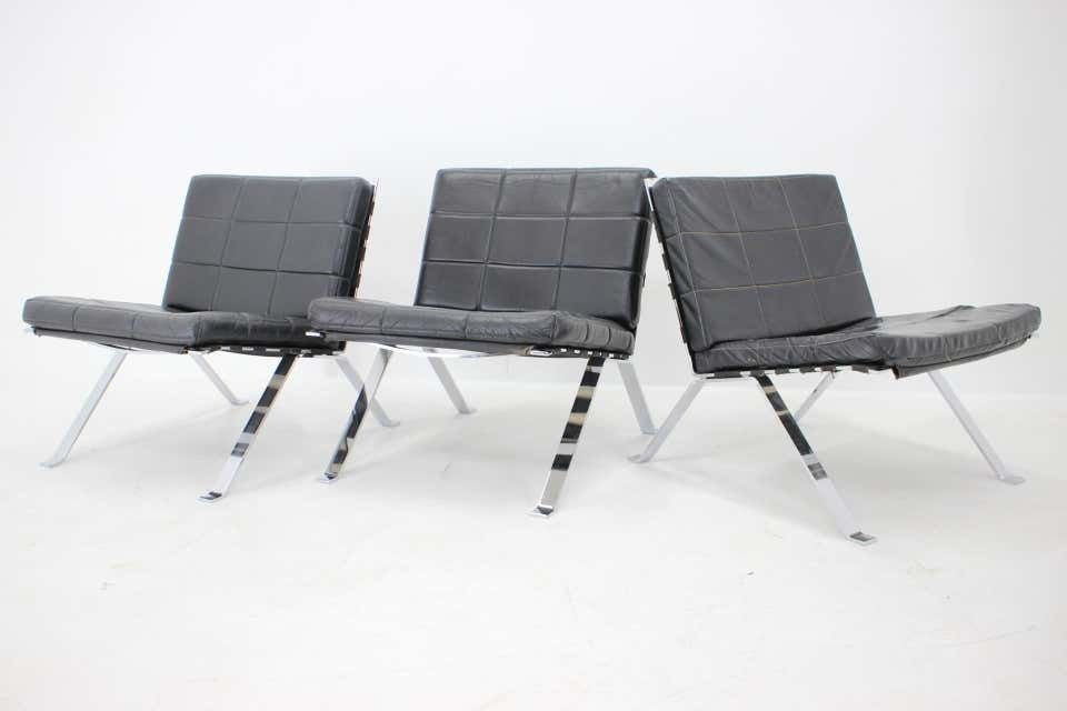 Set Of 3 Hans Eichenberger, Girsberger Leather Lounge Chairs, Switzerland 1966 photo vintage